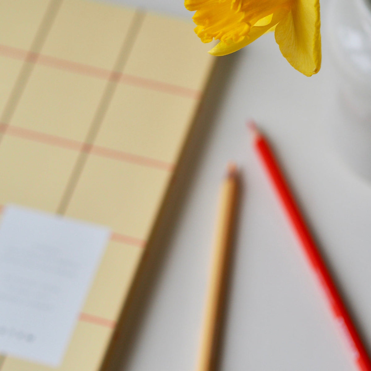 UMA Notebook, Large - Yellow Check – styled foto