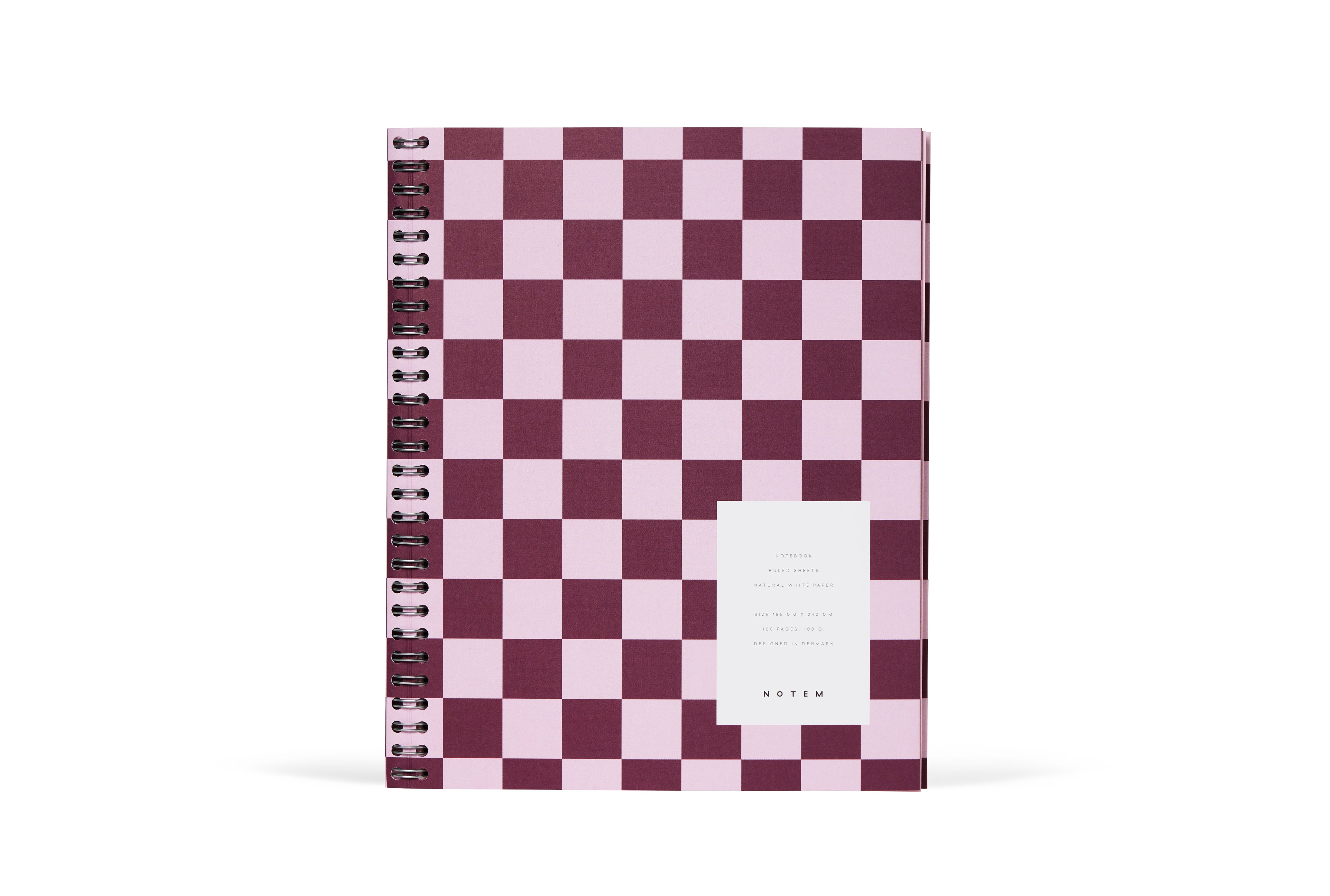 NOTEM Nela Notebook, Large - Bordeaux Check