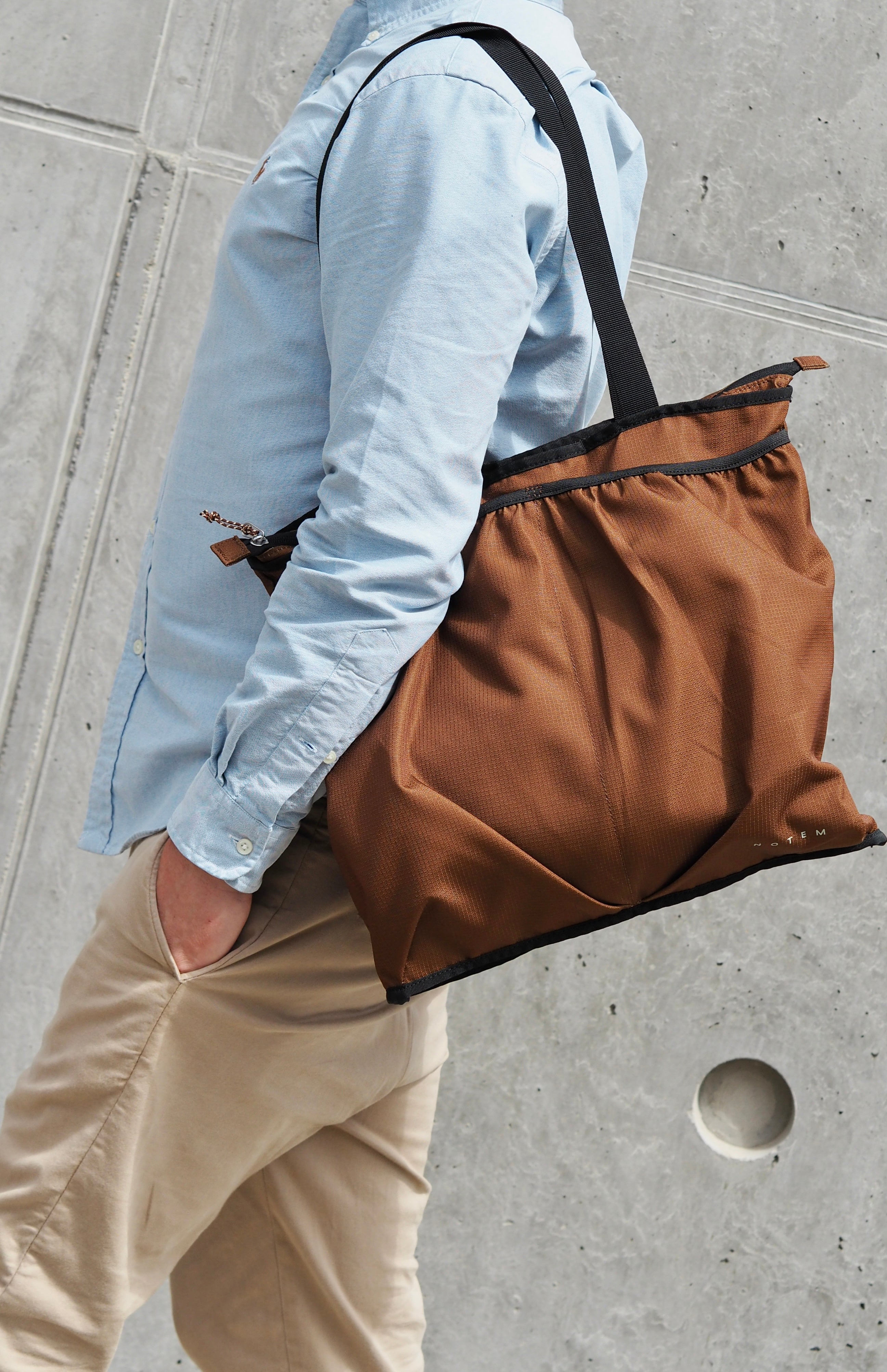 Sac en nylon LUNA avec poches, marron