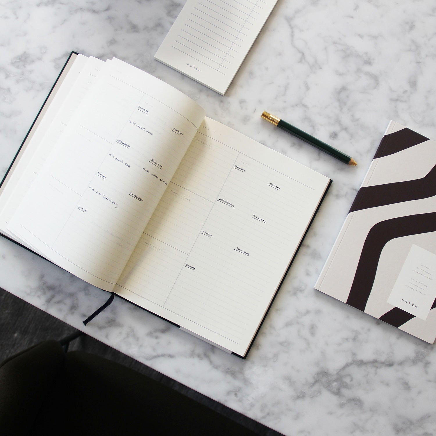 Notem Even Work Journal Dark Green Styled