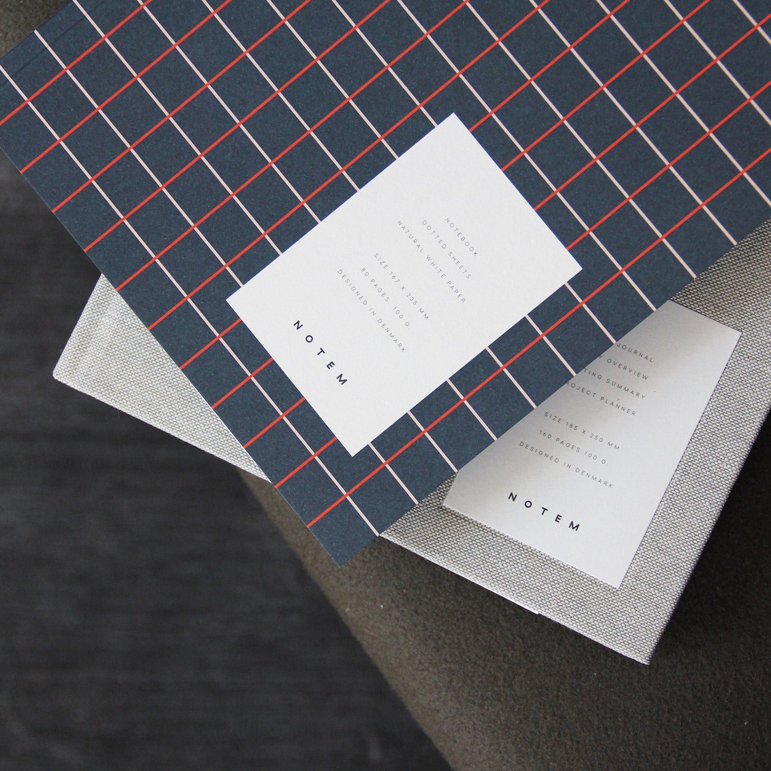 Notem Vita Notebook Medium Dark Blue Grid Styled