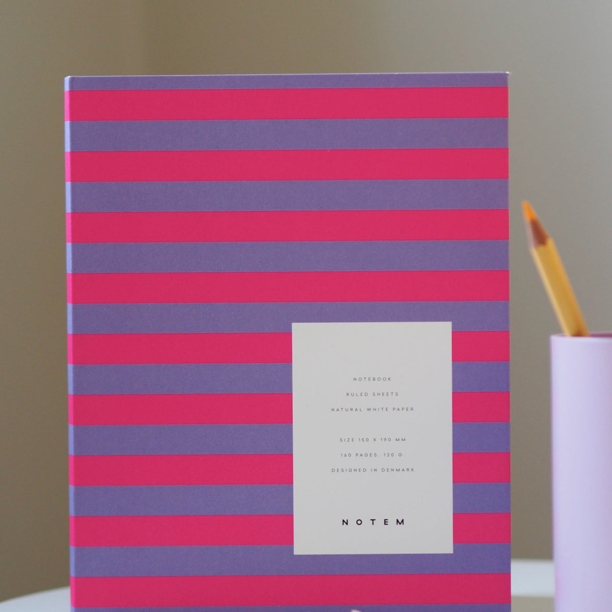 UMA Notebook, Medium - Lavender Stripe – styled foto