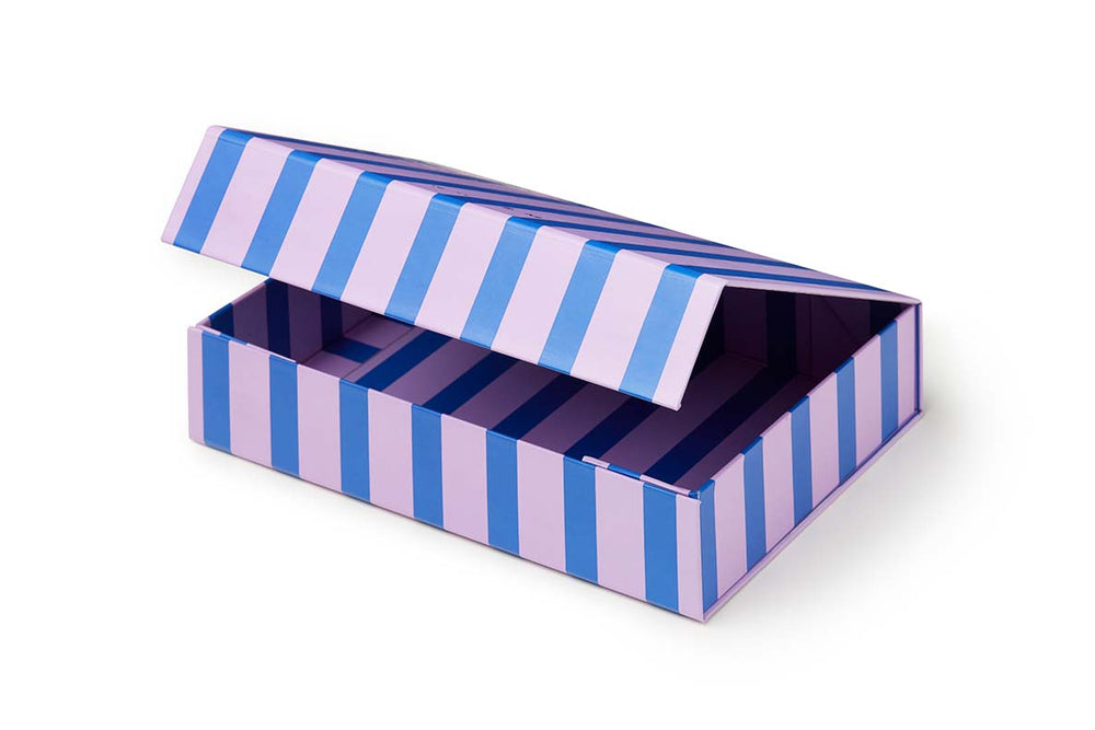 BILLE BOX  medium - Blue & Lavender stripe