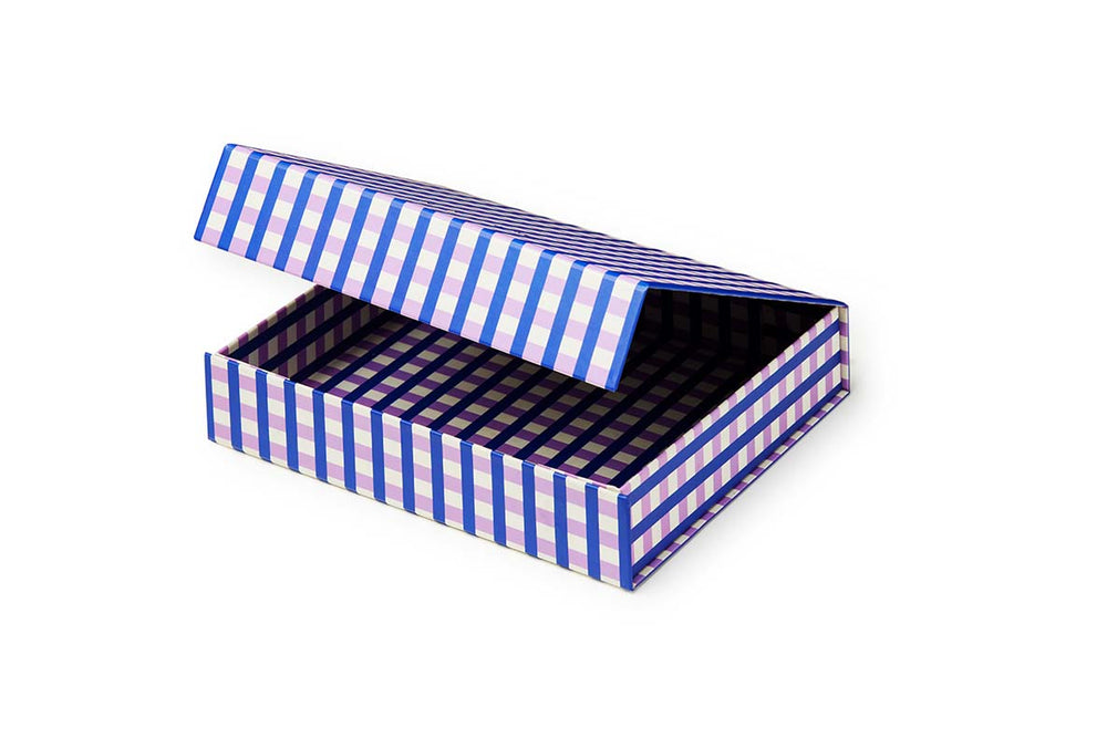 BILLE BOX small - Blue & Lavender check