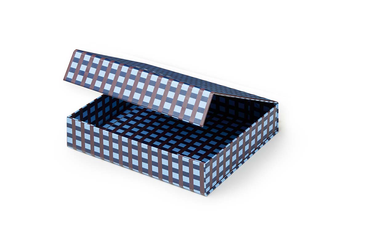 BILLE BOX small - Blue & Brown check
