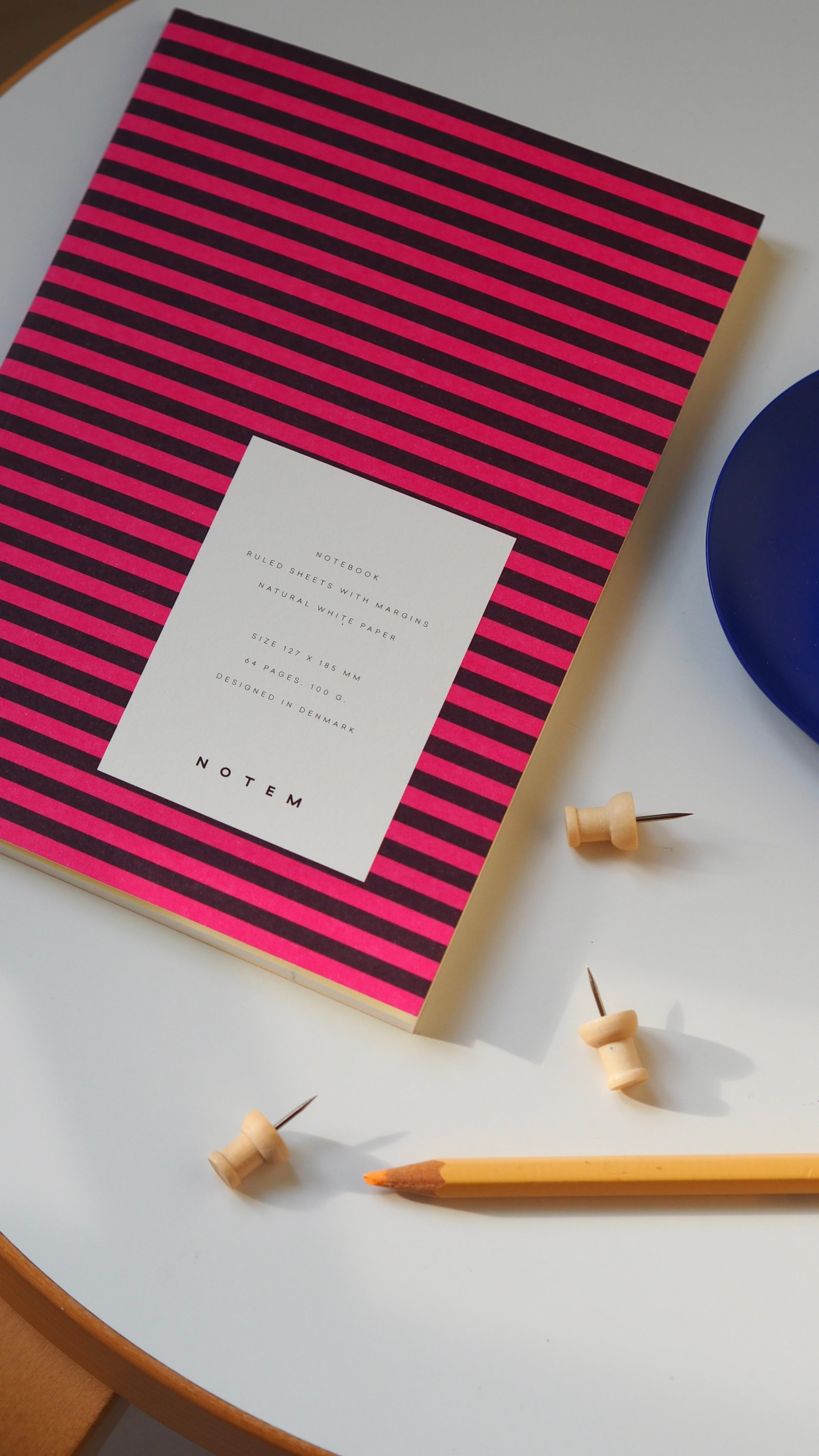 NOTEM Vita Notebook, Small - Bordeaux Stripe